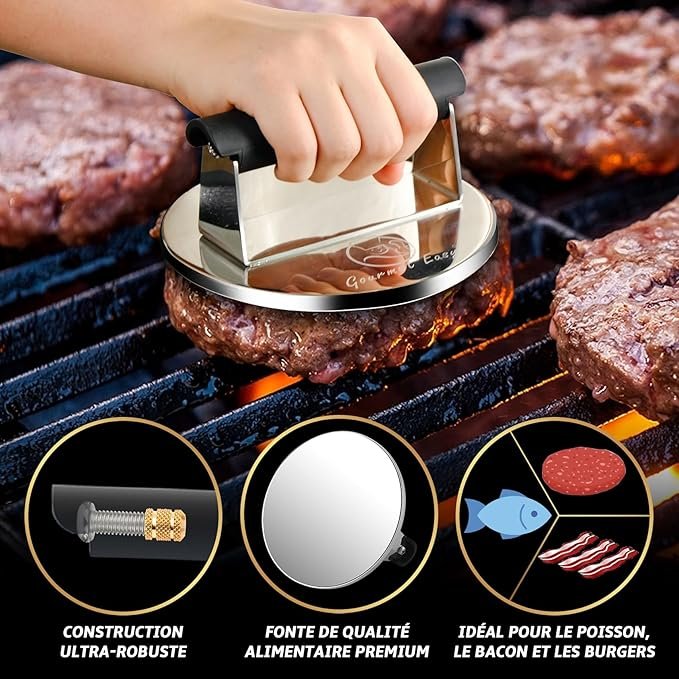 Stainless Steel Burger Press with Heat Resistant Handle